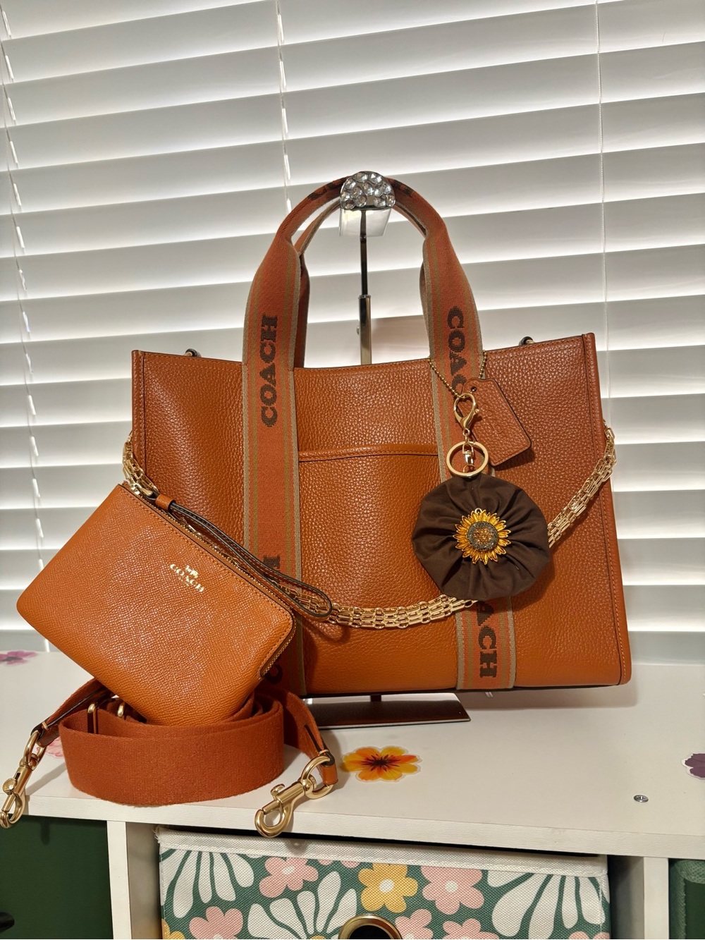 Coach Smith Tote Bag in Canyon Refined Pebble Leather with Matching Wristlet